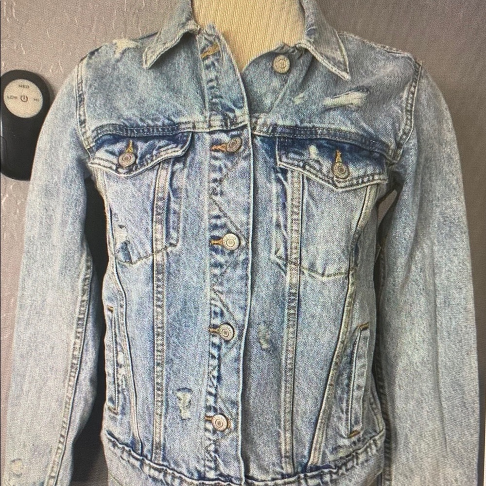 Old Navy Light Blue Distressed Denim Jacket